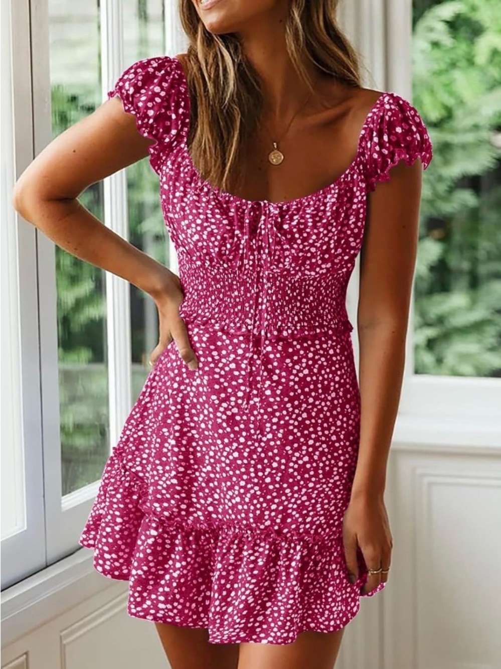 Women’s Pink Polka Dot Mini Dress